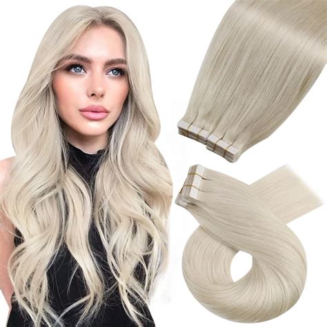 Platinum Blonde Hair Extensions Moresoo Tape In Hair Extensions Real Human Hair 20