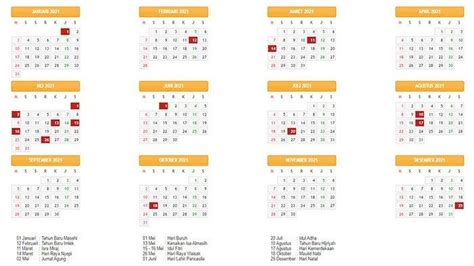 Kalender 2021 Lengkap Dengan Tanggal Merah Kalender Nasional Tahun