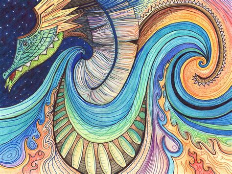 Abstract Dragon Drawing By Kate Fortin Fine Art America
