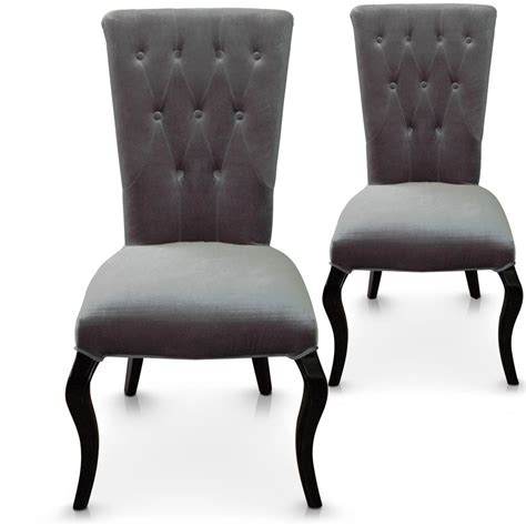 Check spelling or type a new query. Chaise capitonnée velours gris Barocco - Lot de 2 ...