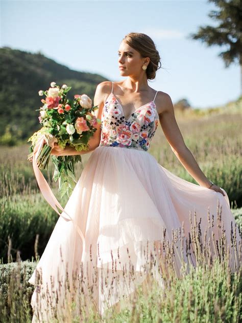 Bride In A Colorful Hayley Paige Wedding Gown Romantic
