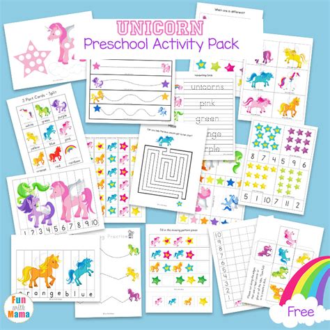 Unicorn Preschool Activity Pack Fun With Mama