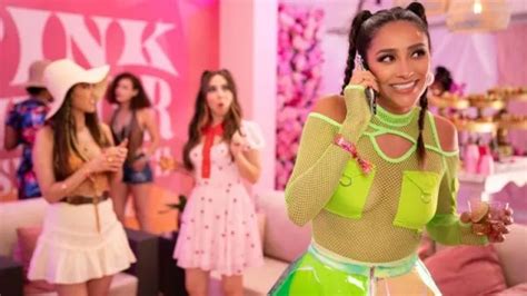 neon green mesh top worn by stella cole shay mitchell in dollface tv series season 2 episode