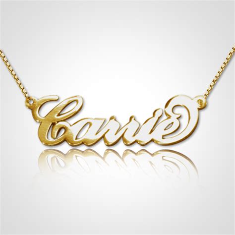 personalized name necklace carrie style 18kt gold plated on sterling silver 925 on luulla