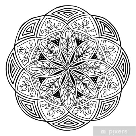 Hand Drawing Mandala Round Floral Ornament Pattern For