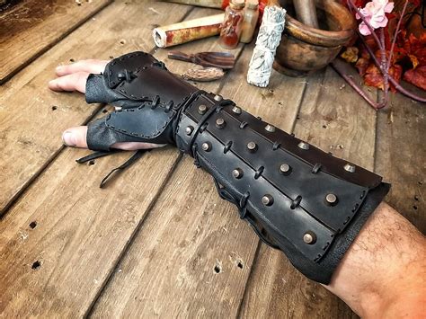 Samurai Leather Bracers Larp Or Cosplay Leather And Metal