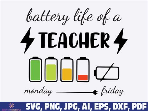 Teacher Svg Png Battery Life Of A Teacher Svg Png Classroom Etsy Canada