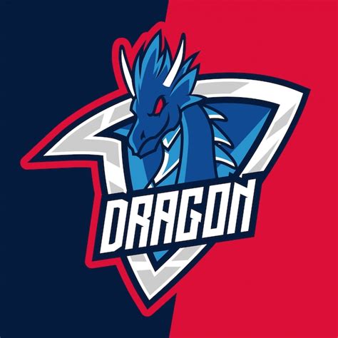 Logo Mascotte E Sport Blue Mountain Dragon Warrior Vecteur Premium
