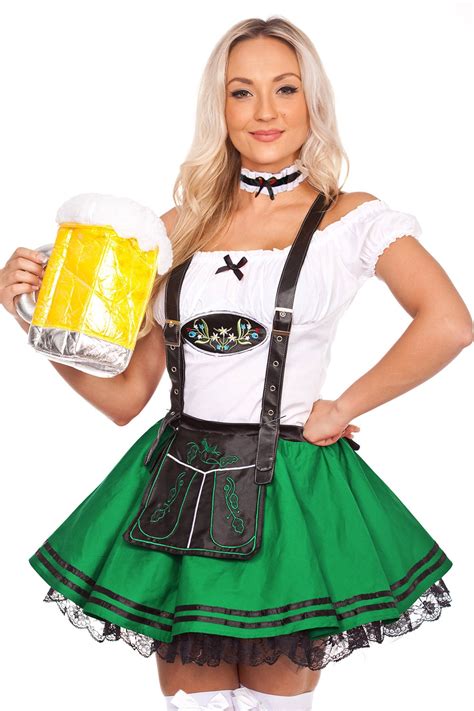 Green Couple Oktoberfest Costume Beer Maid Vintage German Beer Maid Lederhosen Ebay