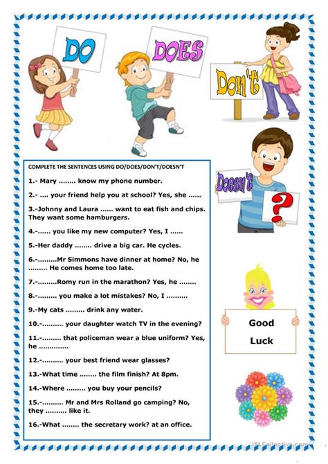 Therefore, don't you? has been considered as. DO, DOES, DON'T, DOESN'T worksheet - Free ESL printable ...