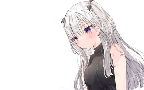 Download 1920x1080 Gray Hair Pretty Anime Girl Sulking Wallpapers For