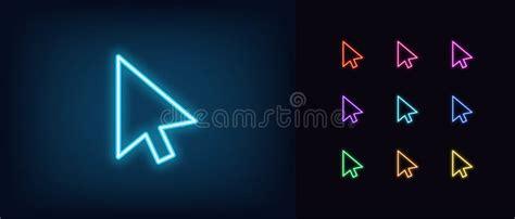 Outline Neon Mouse Cursor Icon Glowing Neon Computer Arrow Sign To