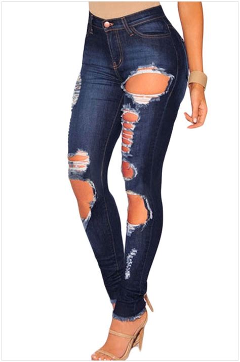 Buy Sexy Vintage Ripped Hole Jeans Skinny Denim Pencil