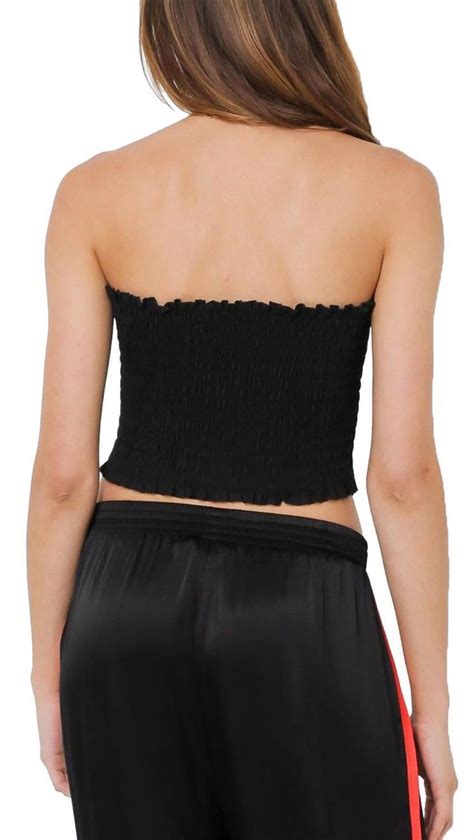 New Ladies Strapless Elastic Sheering Bandeau Boob Tube Shirred Crop Tops 4 10 Ebay