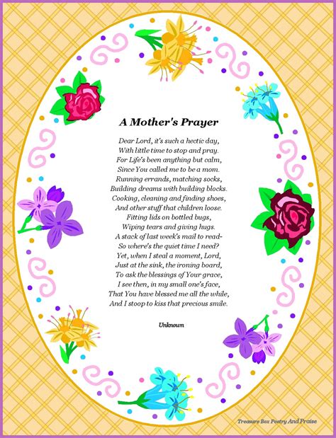 Christian Images In My Treasure Box A Mothers Prayer Poem Poster