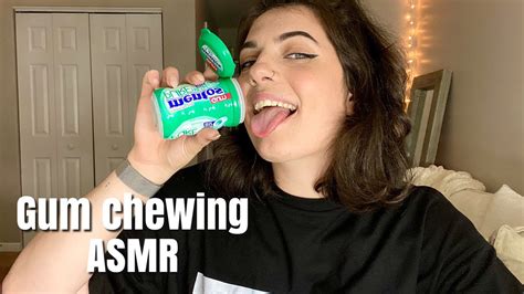 Asmr Gum Chewing Mouth Sounds How Many Pieces Can I Fit Asmrbyj Youtube