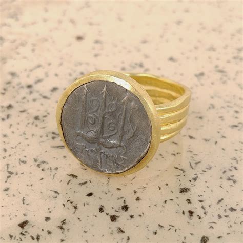 Gold Coin Ring 18k Gold Ring Ancient Coin Ring Signet Gold Etsy