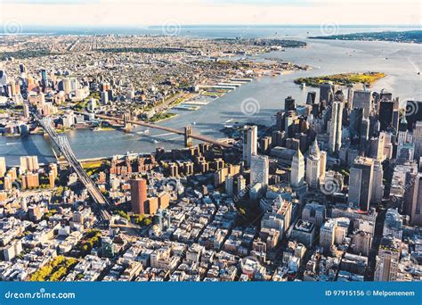 Aerial View Of The Lower East Side Of Manhattan Stock Photo Image Of