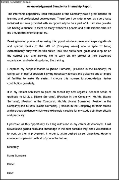 None of this would have been possible without my best friend, bishop. Acknowledgement Sample for Internship Report | Sample ...