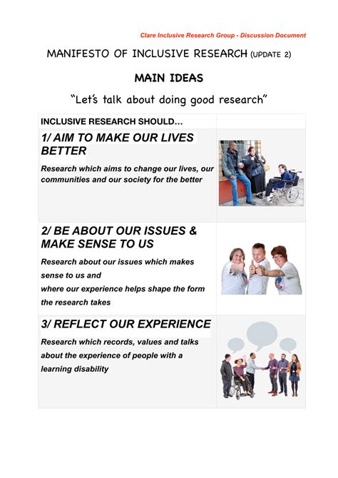 Pdf Manifesto Of Inclusive Research Update 2 3 Reflect Our