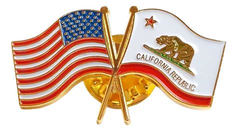 Us And California Flags Lapel Pin Custom Printed