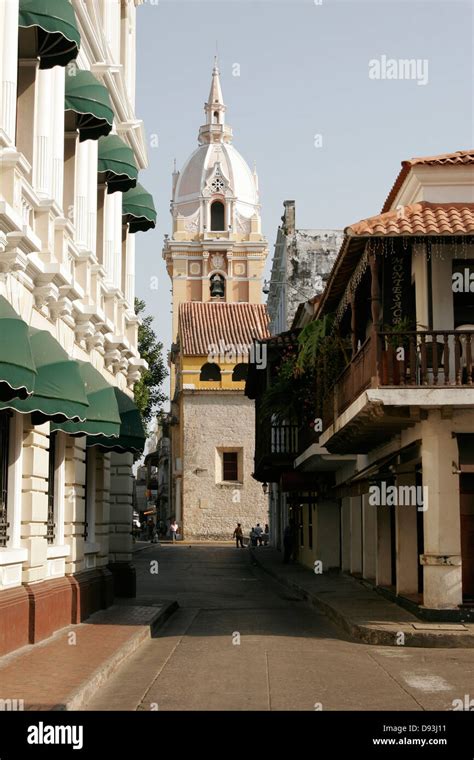 Cathedral Of Cartagena And Colonial Buildings In Historical Center Of
