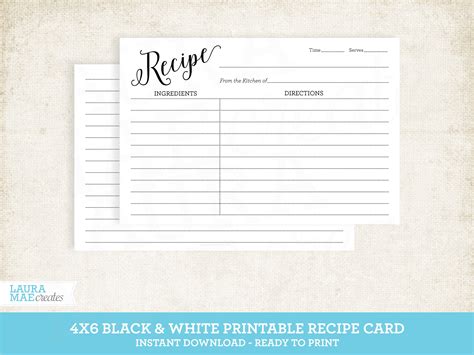 Printable 4x6 Recipe Card Template Printable Templates