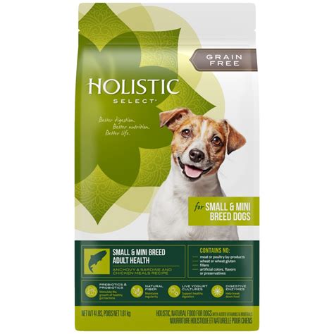 In addition to carbohydrates, holistic dog food should contain vitamins and minerals for nutritional balance and other supplements like probiotics for healthy digestion. Holistic Select Natural Grain Free Small and Mini Breed ...