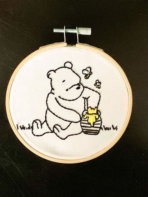 Winnie The Pooh Honey Embroidery Hoop Etsy In 2021 Embroidery Inspiration Sewing Embroidery