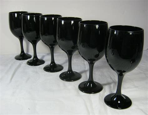 Vintage Black Goblet Wine Glassware Water Glass Set 6