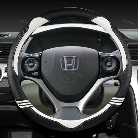 Car Steering Wheel Cover Carbon Fibre Leather For Honda Civic 2004