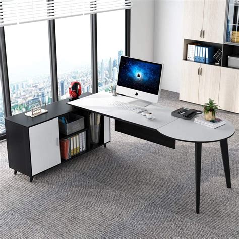 Tribesigns 71 Inch L Shaped Executive Office Desk With 47 Inch Storage