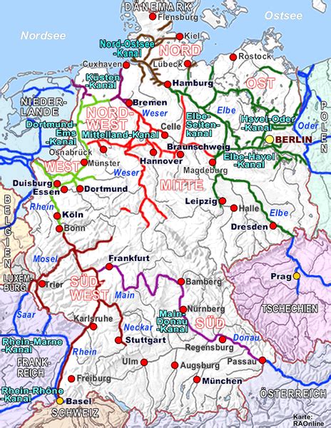 Das netz der bundeswasserstraßen hat eine länge von rund 7.300 km binnenwasserstraßen und schließt auch ca. Wasserwege Deutschland Karte | Karte Europa