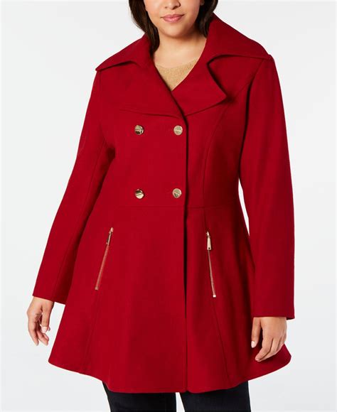 Laundry By Shelli Segal Wool Plus Size Double Breasted Skirted Coat In