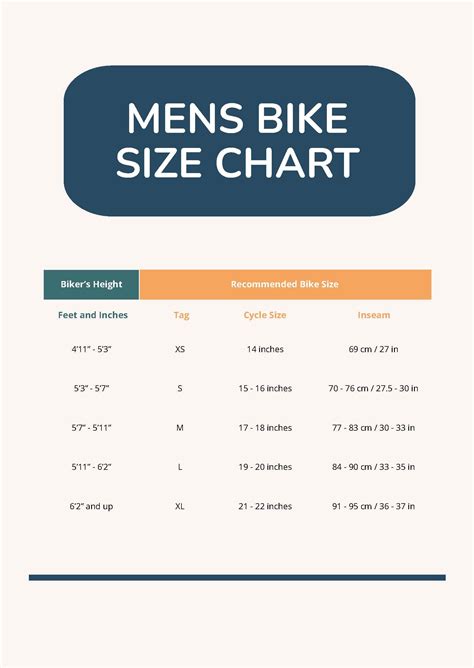 Mens Bike Size Chart In Pdf Download