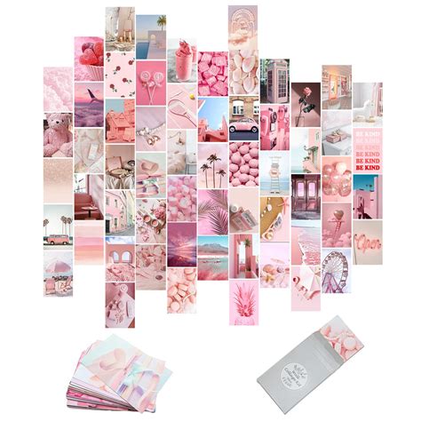 buy pink wall collage kit aesthetic pictures bedroom decor for teen girls photo collage kit art