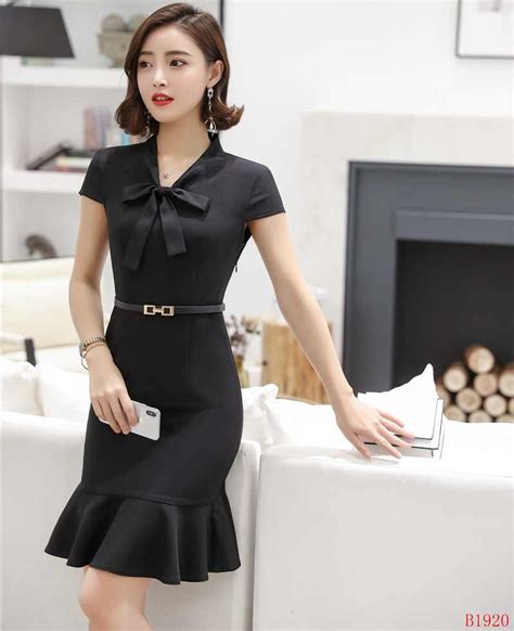 New 2019 Summer Style Fashion Women Black Dresses Short Sleeve Office