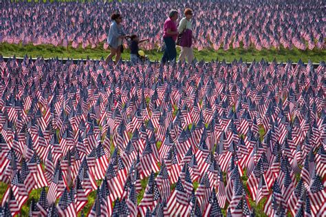 People Walk Through 20000 American Flags Editorial Photography Image