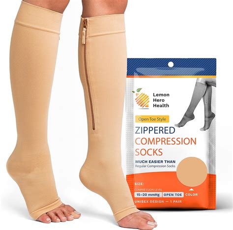 Zippered Medical Compression Socks With Open Toe Best Leg Support Stockings For Men And Women
