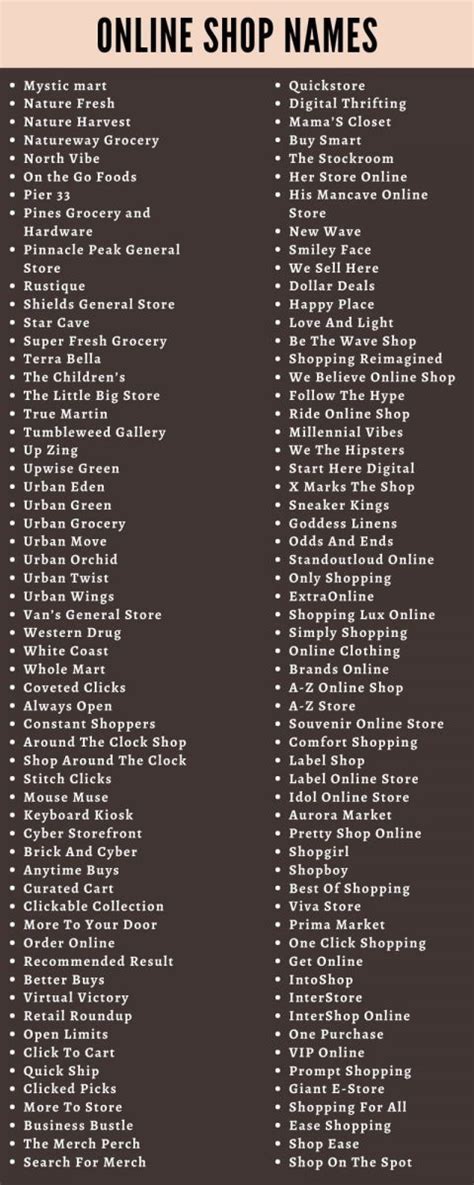 In short, if you want to brainstorm online shop name ideas and name your business, you'll find it useful. Online Shop Names: 300+ Online Shopping Company Names