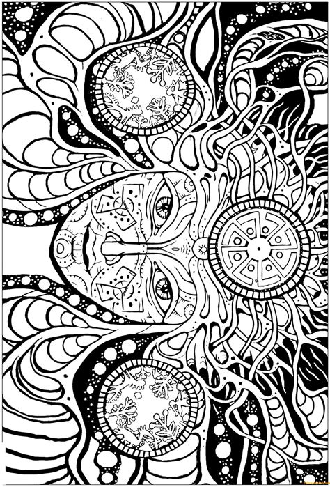 Psychedelic Femme Coloring Page Free Printable Coloring Pages