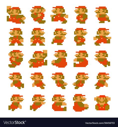 Super Mario Bros Pixelated Retro Video Game Mario Vector Image