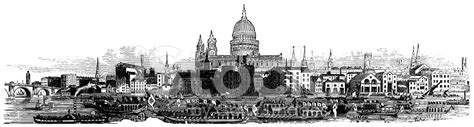 London Skyline 1877 St Pauls Cathedral Illustration Illustrat Stock