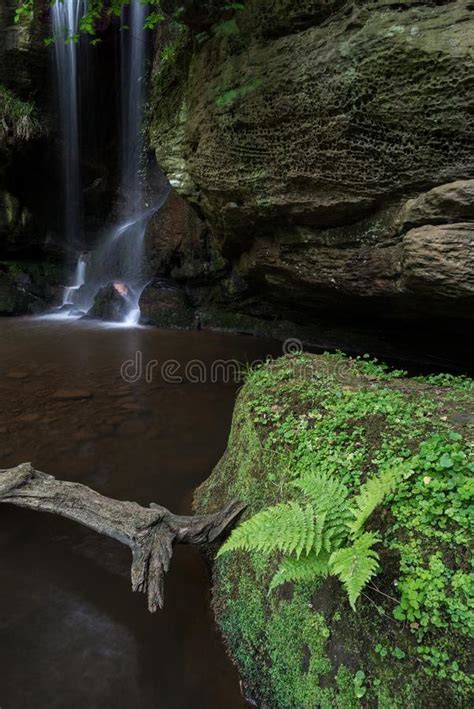 Beautiful Calm Waterfall Landscape At Roughting Linn In Northumberland
