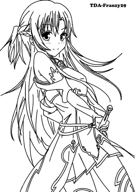 Asuna Yuuki Sword Art Online Lineart By Thedevastatedangel On Deviantart