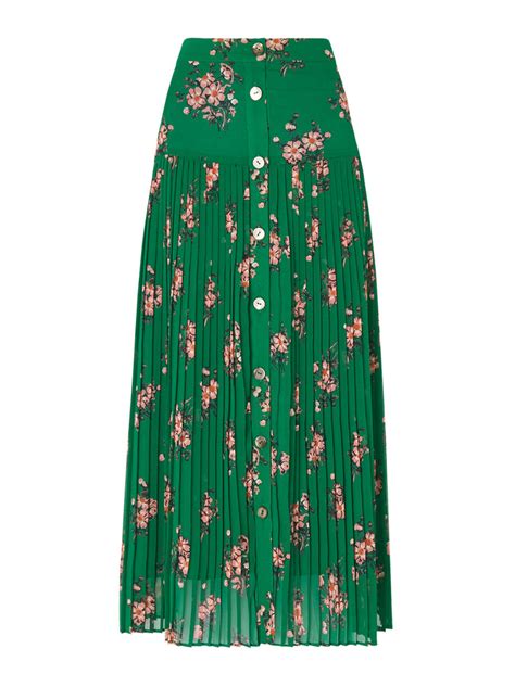 Kristi Green Floral Print Pleated Midi Skirt Womens Pleated Midi
