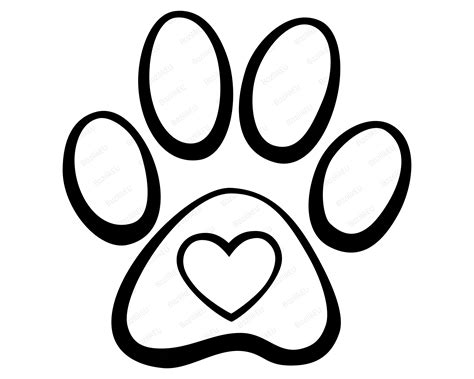 Dog Paw Print With Heart Svg