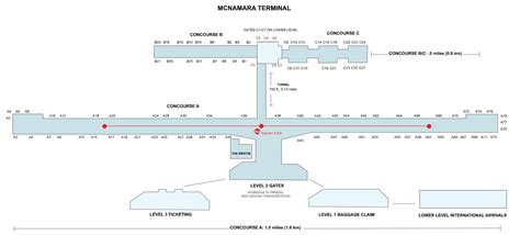 Mcnamara Terminal At Metro Airport Dtw Map