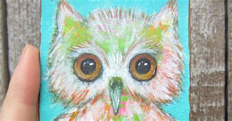 Peaceofpi Studio Folk Art Owl Acrylic Paintings