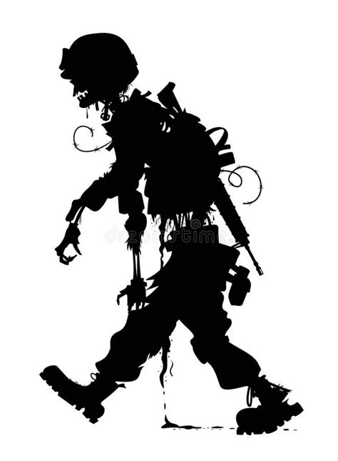 Rotten Zombie Silhouette Soldier Vettor Stock Vector Illustration Of